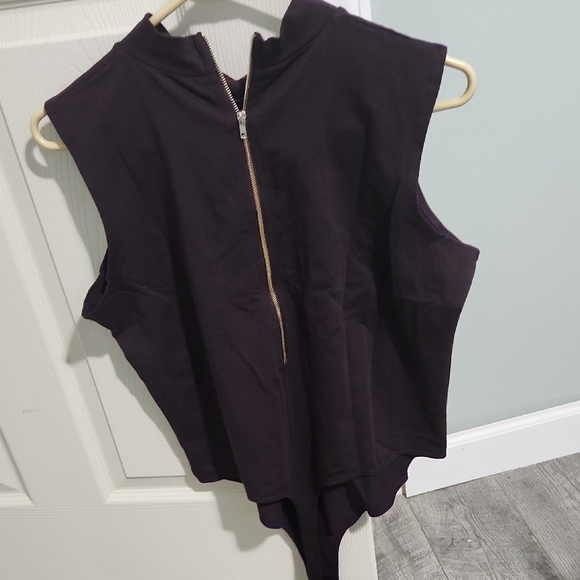 Elegant Dark Purple Mock Neck Bodysuit - Picture 2 of 2
